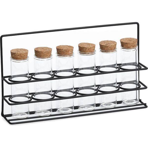 Set Di Contenitori Per Spezie Zeller, Vetro/Metallo, 28,5X5X15 Cm, 55 Ml, Trasparente/Nero-image