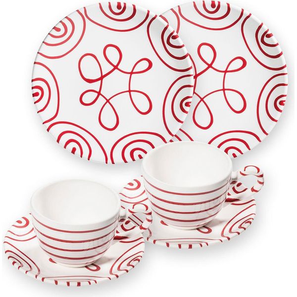 Ceramica Gmundner Rosso Fiammato, Colazione Per 2 Tazze-image