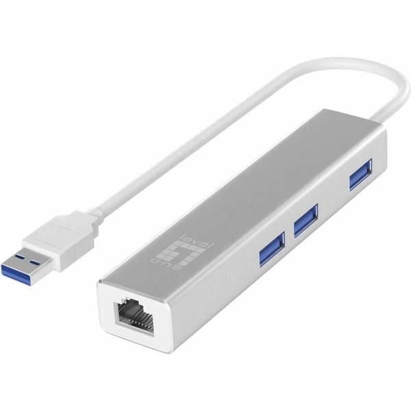 Levelone Adattatore USB3.0-> RJ45 10/100/1000, 3Xusb3.0 0,15M Si-image