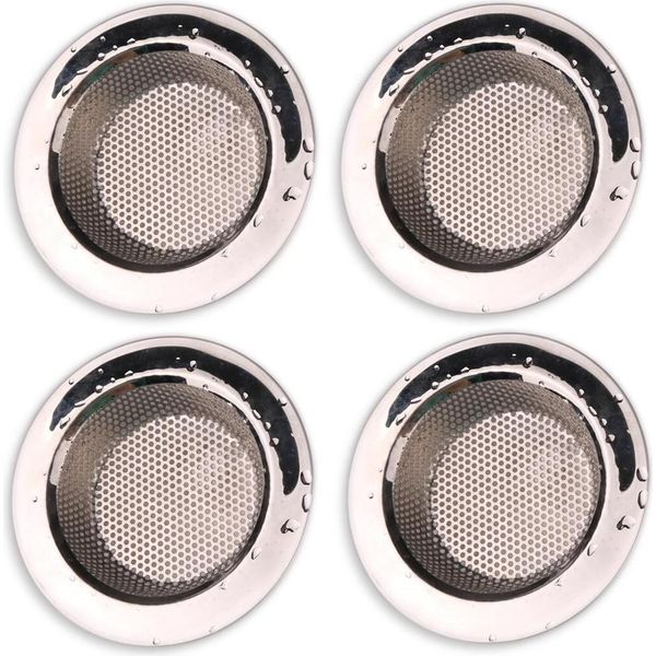 Confezione Da 4 Colini Fini Per Cucina Per Evitare Intasamenti Colino In Acciaio Inox Per Lavello, Doccia Colino In Acciaio Inox Ø - 7,5 Cm | Cestello Colino Per Vasca Da Bagno / Piatto Doccia / Piatto Doccia-image