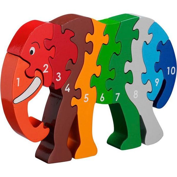 Elefante Puzzle In Legno Lanka Kade - Giocattolo Educativo Per Imparare A Contare Da 1 A 10-image