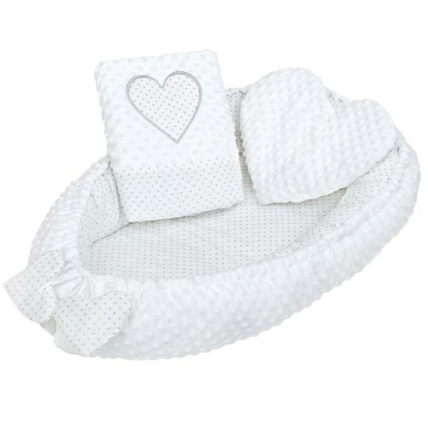 Nido Con Cuscino E Coperta New Baby Di Minky Heart Bianco-image