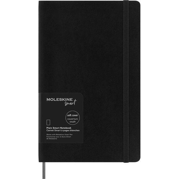 Moleskine Smart Notebook, Sistema Di Smart Writing, Smart Notebook Con Copertina Morbida, Pagine Bianche E Chiusura Elastica, Formato Large 13 X 21 , Colore Nero-image