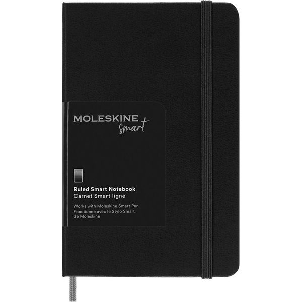Moleskine Smart Notebook, Sistema Di Smart Writing, Smart Notebook Con Copertina Rigida, Pagine A Righe E Chiusura Elastica, Formato Tascabile 9 X 14 , Colore Nero-image