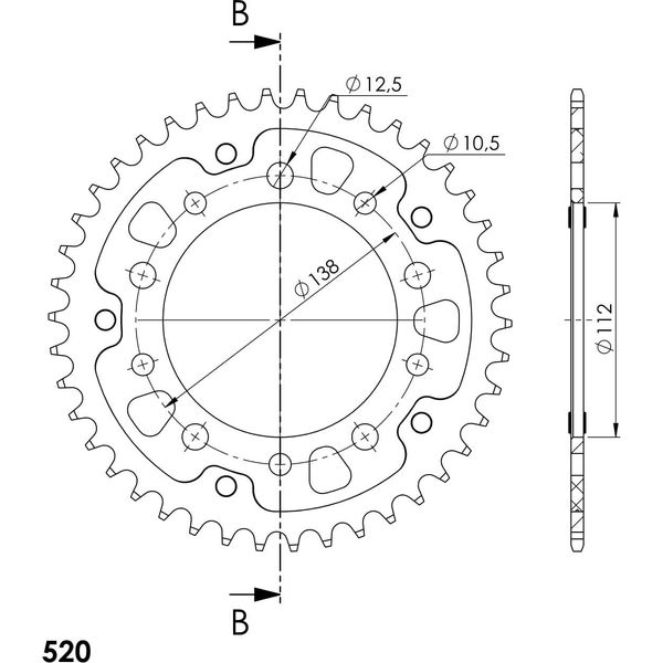 Supersprox Stealth-Kettenrad 520 - 42Z (Oro) RST-1303:42-GLD|ID 112.0 Lk 138.0 5-Loch/5-Loch-image