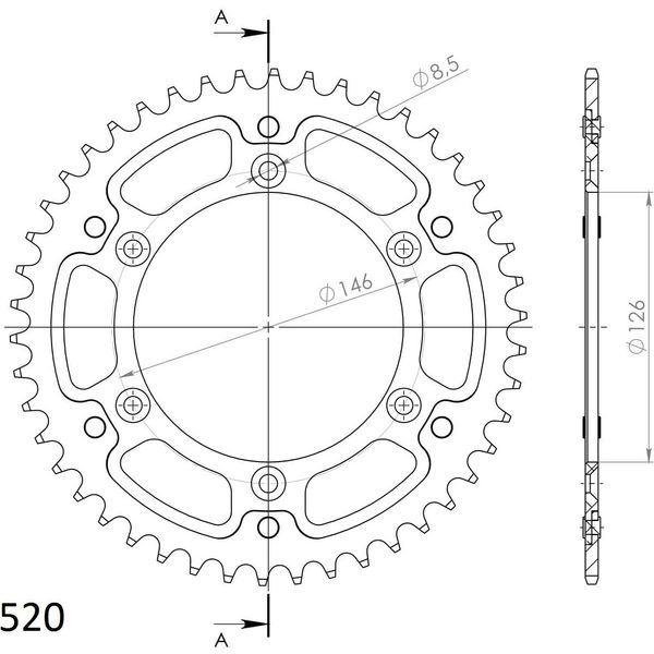 Supersprox Stealth-Kettenrad 520 - 46Z (Oro) RST-808:46-GLD|ID 126.0 Lk 146.0 6-Loch-image