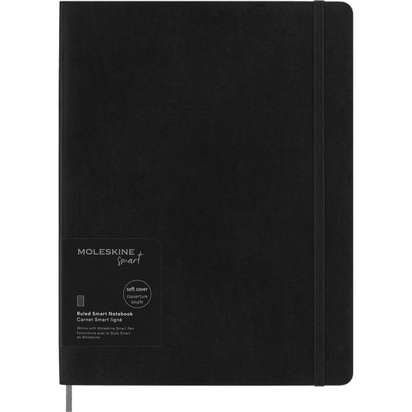 Moleskine Smart Notebook, Sistema Di Smart Writing, Smart Notebook Con Copertina Morbida, Pagine A Righe E Chiusura Elastica, Formato Xl 19 X 25 , Colore Nero-image