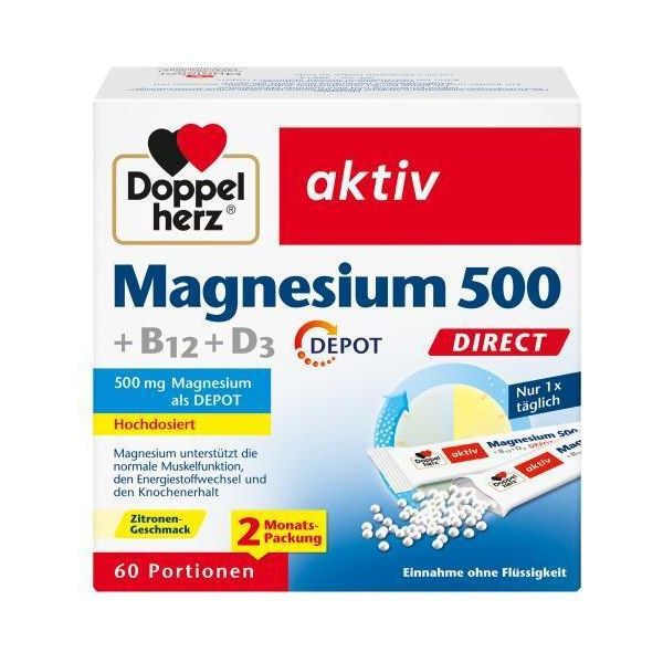 Doppio Cuore Magnesio 500+B12+D3 Depot Direct Pell. 60 Pezzi-image
