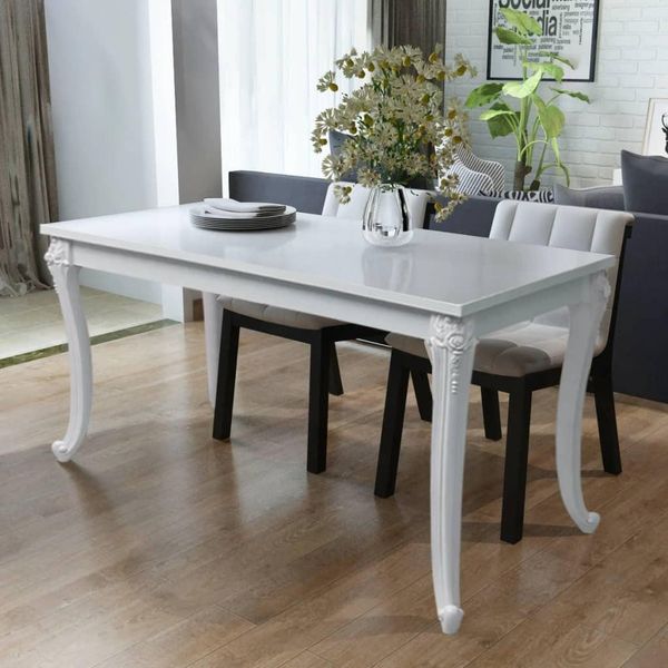 Tavolo Da Pranzo The Living Store 116 X 66 X 76 Cm Bianco Lucido-image