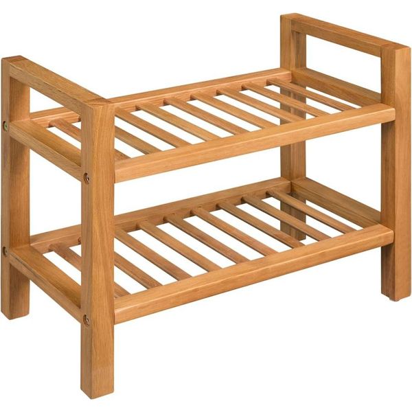 The Living Store Scarpiera A 2 Ripiani 50X27X40 Cm In Rovere Massiccio-image