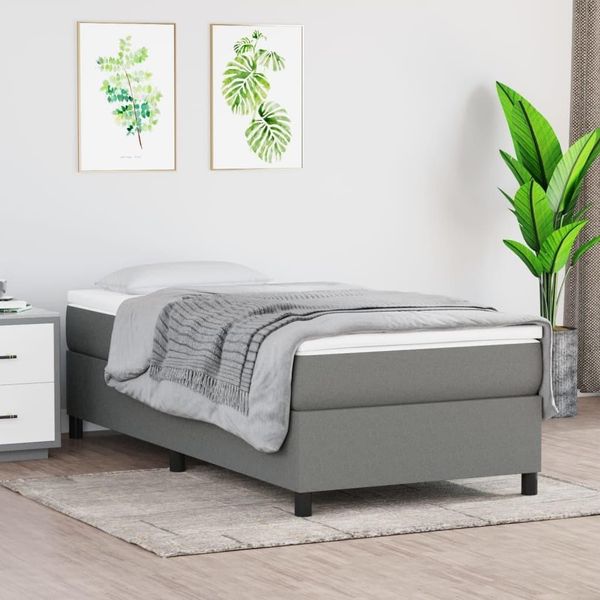 The Living Store Struttura Letto Grigio Scuro 90X190 Cm In Tessuto-image