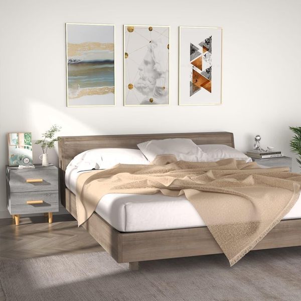 The Living Store Comodini 2 Pz. Grigio Sonoma 40X35X47,5 Cm-image