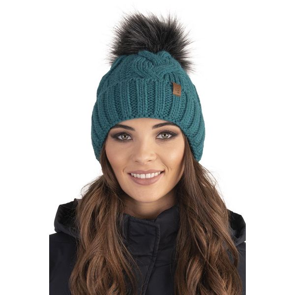 Cappello Da Donna Lavorato A Maglia Vivisence - Copricapo Con Pompon Per L'inverno E L'autunno - Cappello Con Pompon Per L'inverno Spesso E Accogliente - Turchese Scuro-image