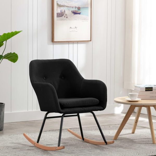The Living Store Sedia A Dondolo In Tessuto Nero-image