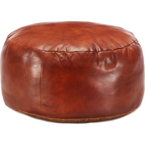 The Living Store Pouf Marrone Chiaro 60 X 30 Cm Vera Pelle Di Capra-image