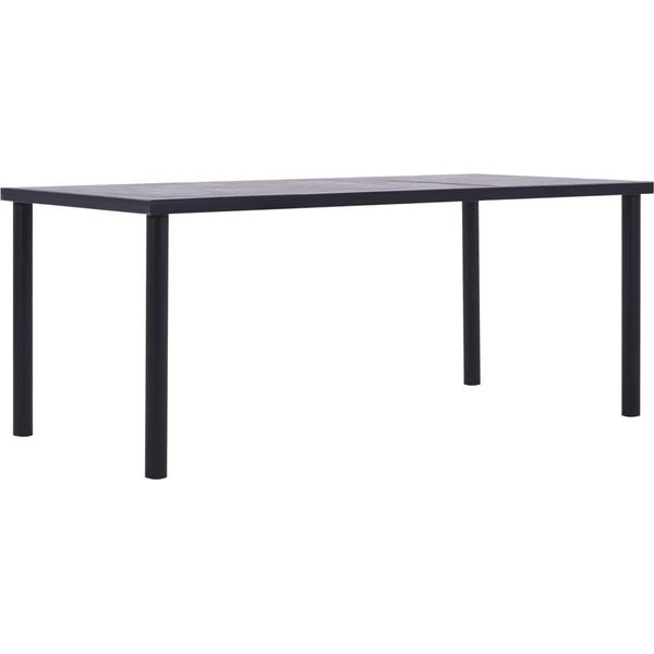 The Living Store Tavolo Da Pranzo Nero E Grigio Cemento 200 X 100 X 75 Cm Mdf-image