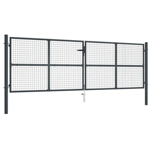 The Living Store Cancello Da Giardino In Rete Acciaio Zincato 400 X 175 Cm Grigio-image