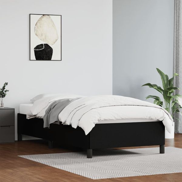The Living Store Struttura Letto Nera 80X200 Cm In Ecopelle-image