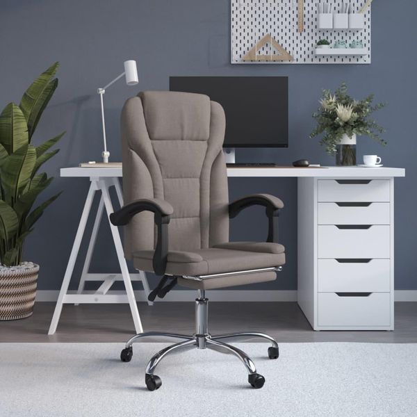 The Living Store Sedia Da Ufficio Con Funzione Reclinabile Tessuto Taupe-image