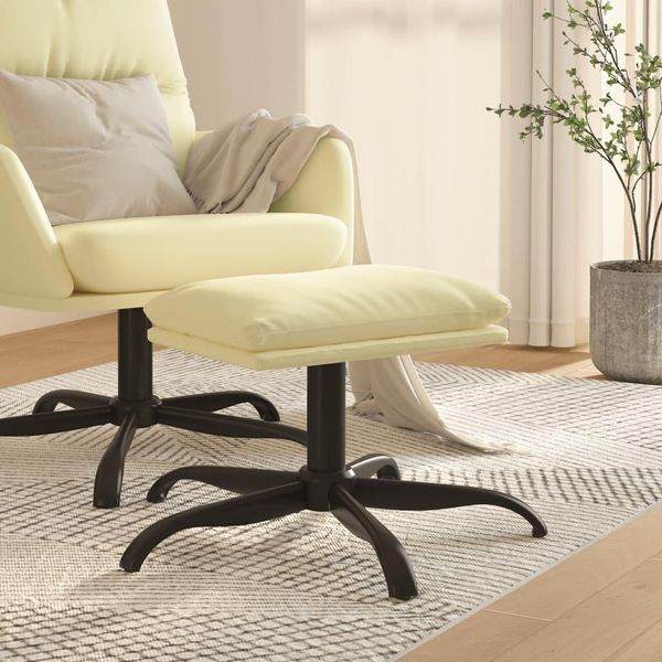 The Living Store Poggiapiedi Crema 60X60X36 Cm In Pelle Finta-image