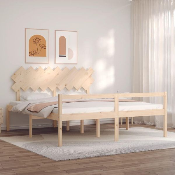 The Living Store Letto Senior Con Testiera Super Kingsize In Legno Massiccio-image