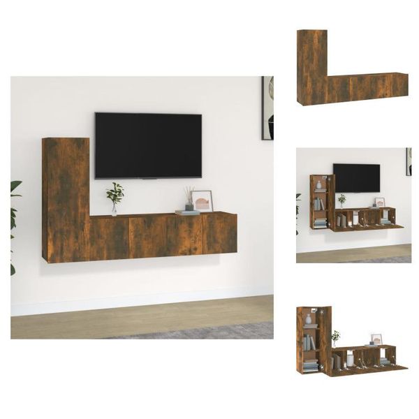 Vidaxl Set Di Mobili Tv A 3 Pezzi In Legno Di Quercia Fumé - Mobili Tv-image