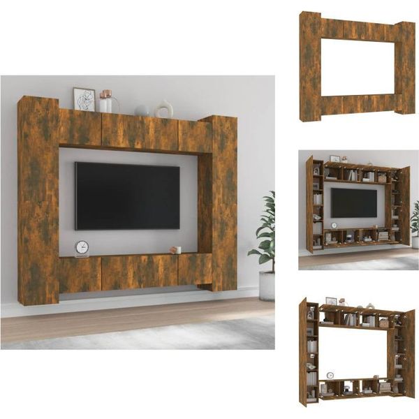 Vidaxl Set Di Mobili Tv 8 Pezzi In Legno Di Quercia Fumé - Mobili Tv-image
