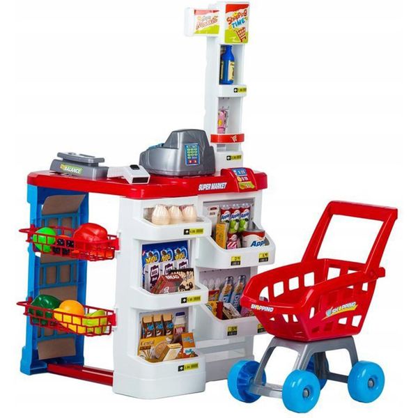 Grande Stand Da Supermercato Per Bambini Con Registratore Di Cassa, Bilancia E Scanner-image