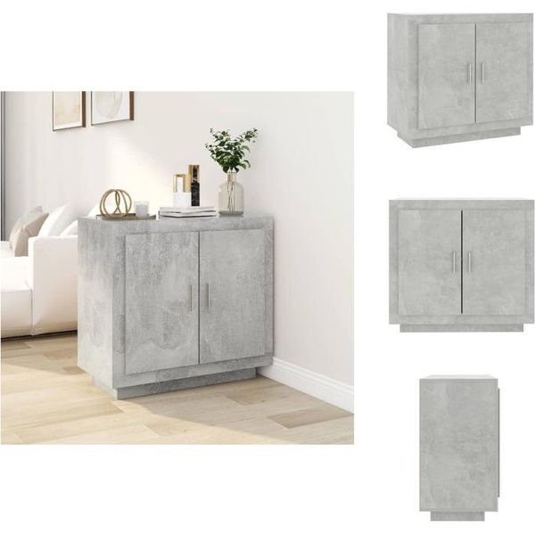 Vidaxl Credenza Grigio Cemento 80X40X75 Cm Materiale Legno - Credenze-image