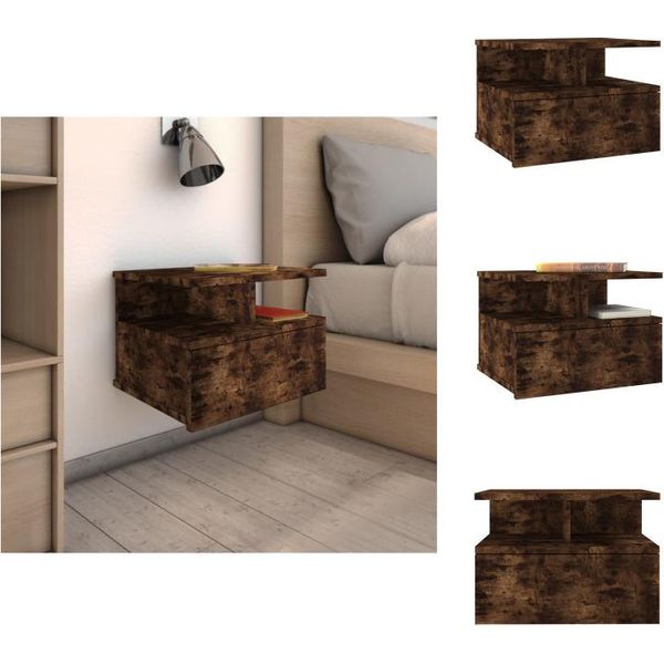 Vidaxl Comodino Sospeso Rovere Fumé 40X31X27 Cm Materiale A Base Di Legno - Comodini-image