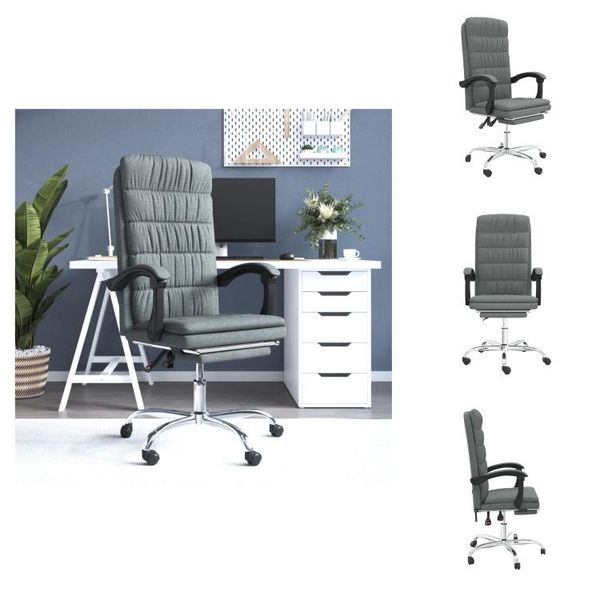 Vidaxl Sedia Da Ufficio Con Funzione Reclinabile In Tessuto Grigio Scuro - Sedie Da Ufficio-image