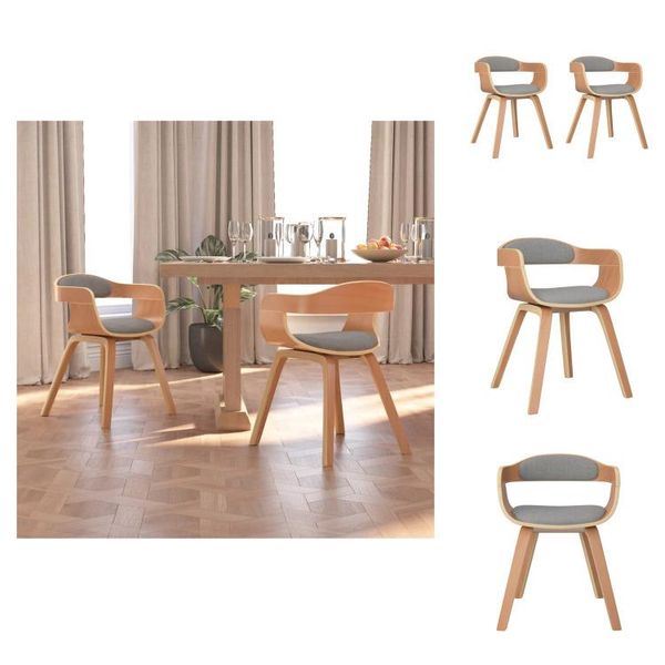 Vidaxl Sedie Da Pranzo 2 Pz. Bentwood E Tessuto Color Taupe - Sedie Da Pranzo-image