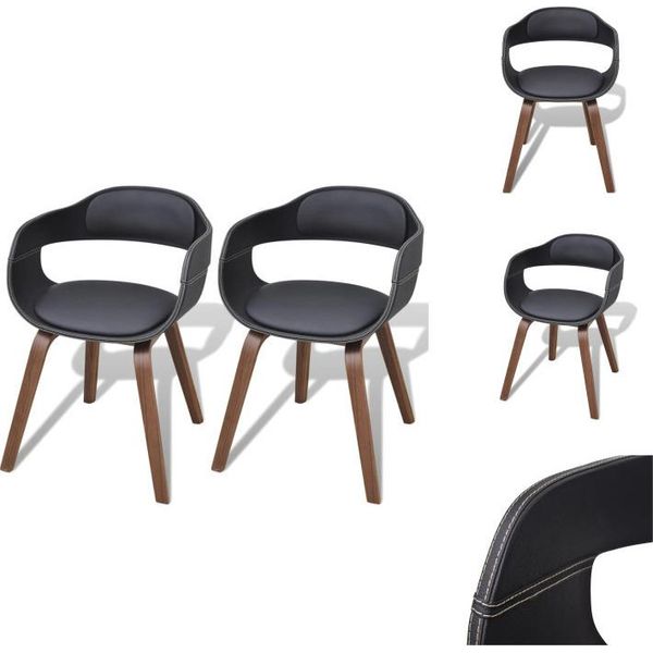 Vidaxl Sedie Da Pranzo 2 Pezzi In Legno Curvato Nero E Pelle Finta - Sedie Da Pranzo-image