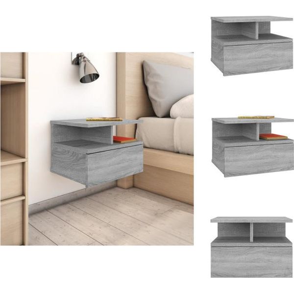 Vidaxl Comodino Sospeso Grigio Sonoma 40X31X27 Cm Materiale A Base Di Legno - Comodini-image