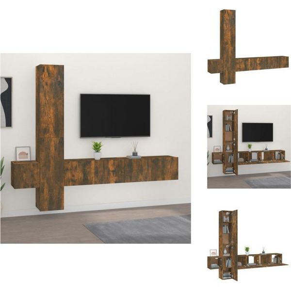 Vidaxl Set Di Mobili Tv Da 5 Pezzi In Legno Di Quercia Fumé - Mobili Tv-image