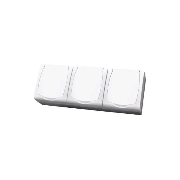 Madera Bianco N/T Presa Tripla Con Messa A Terra 3X2P+Z IP44 Sportello Bianco-image