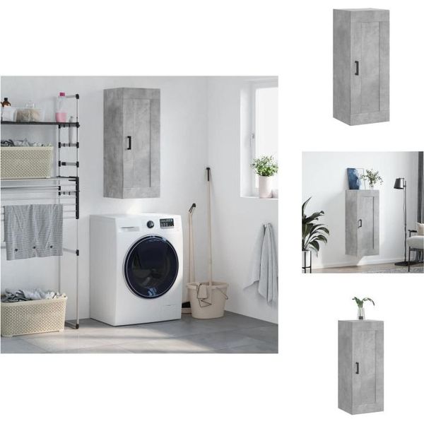 Vidaxl Armadio A Muro Grigio Cemento 34,5X34X90 Cm Materiale Legno - Credenze-image