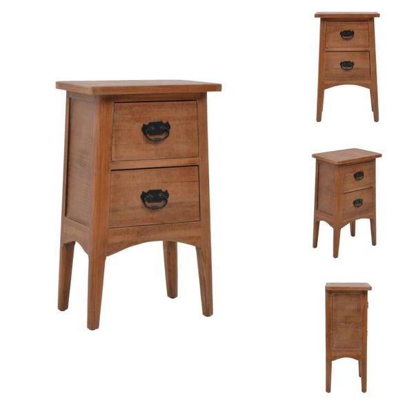 Vidaxl Comodino In Legno Massiccio Di Abete 40 X 29 X 68 Cm Marrone - Comodini-image