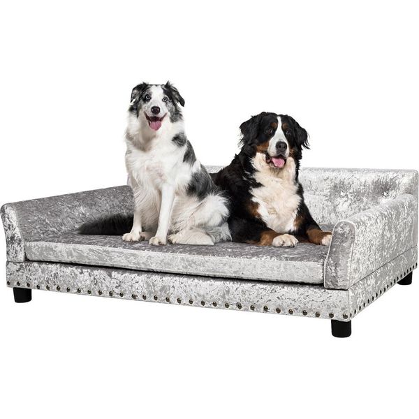 Wisfor Divano Per Animali Domestici Con Schienale, Divano Per Cani Con Struttura In Legno, Materassino Per Cani, Xl: 120 X 74 X 40 Cm-image