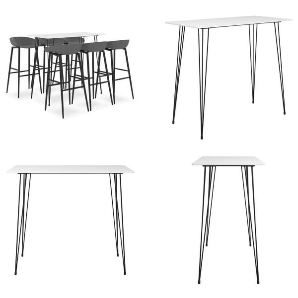 Vidaxl Set Da Bar 7 Pezzi Bianco E Grigio - Set Da Bar - Set Da Bar - Tavolo Da Bar Con Sgabello Da Bar - Tavoli Da Bar Con Sgabello Da Bar-image