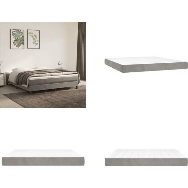 Vidaxl Materasso A Molle Insacchettate Grigio Chiaro 160X200X20 Cm In Velluto - Materasso A Molle Insacchettate - Materassi A Molle Insacchettate - Materasso - Mobili Per La Camera Da Letto-image
