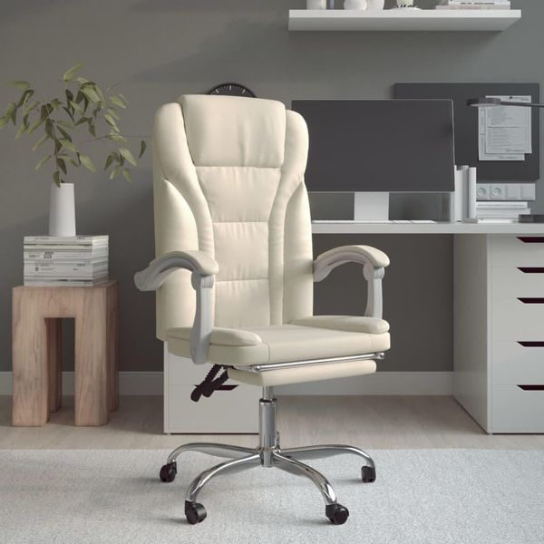 Vidaxl Sedia Da Ufficio Con Funzione Reclinabile In Pelle Finta Crema - Sedia Da Ufficio Con Funzione Reclinabile - Sedia Da Ufficio Con Funzione Reclinabile - Sedia Da Ufficio Con Funzione Relax - Sedia Da Scrivania-image