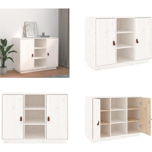 Vidaxl Credenza Bianca 100X40X75 Cm In Pino Massiccio - Credenza - Credenza - Armadio - Armadio Portaoggetti-image