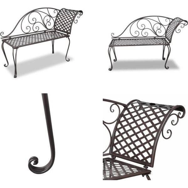 Vidaxl Chaise Longue Da Giardino 128 Cm In Acciaio Marrone Antico - Panca Da Giardino - Panche Da Giardino - Panche Da Terrazzo - Panche Da Terrazzo-image