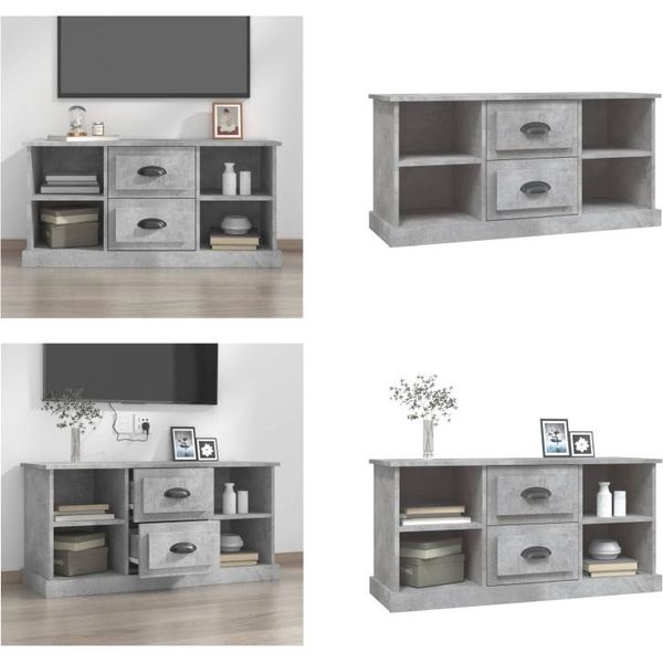 Mobile Tv Vidaxl Grigio Cemento 99,5X35,5X48 Cm Materiale A Base Di Legno - Mobile Tv - Mobili Tv - Mobili Tv - Mobili Tv-image