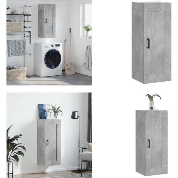 Vidaxl Armadio A Muro Grigio Cemento 34,5X34X90 Cm In Legno - Armadio A Muro - Armadio A Muro - Armadio - Armadio Portaoggetti-image
