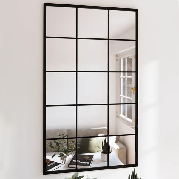 Vidaxl Specchio Da Parete 4 Pezzi Nero 100X60 Cm In Metallo - Specchio Da Parete - Specchio - Specchio Da Sala - Specchio Quadrato-image