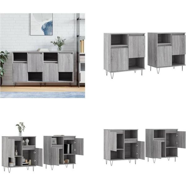 Vidaxl Credenze 2 Pezzi. Materiale In Legno Grigio Sonoma - Credenza - Credenze - Armadio - Armadio Portaoggetti-image
