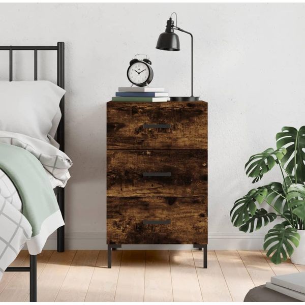 The Living Store Comodino Rovere Fumé 40X40X66 Cm Materiale Legno-image