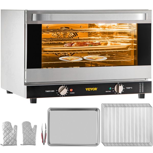 Vevor Mini Forno, 47 L Forno Grill 1600 W Mini Forno Da Tavolo 4 Strati, 58 X 55 X 40 Cm Forno Elettrico A Convezione Con Timer 0-120 Min, Guanti E Vassoio Per Alimenti, Forno Per Pizza Forno Per Cottura-image